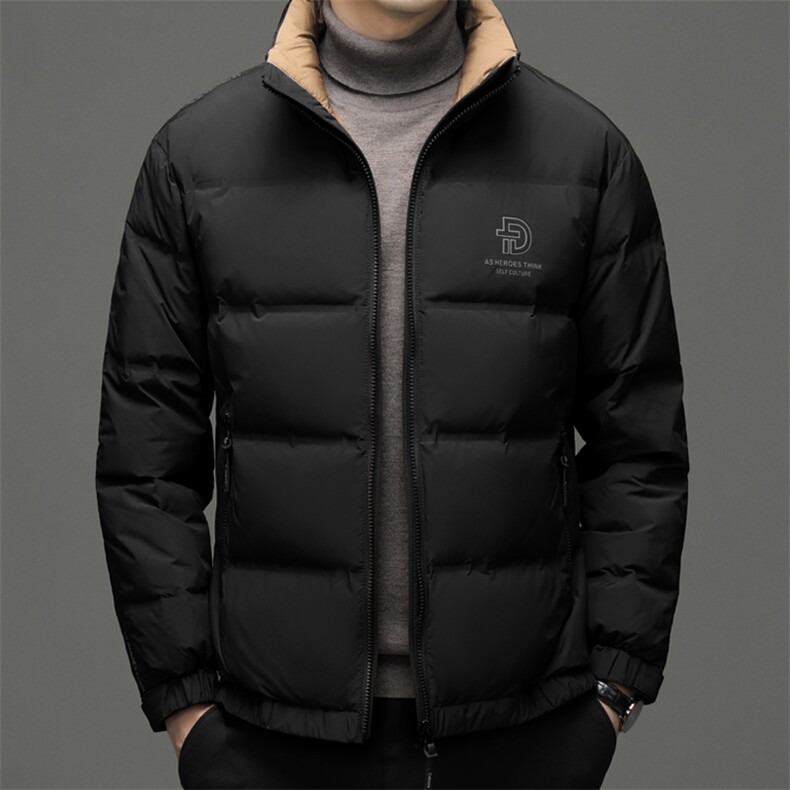 男士立领羽绒服新款加厚保暖上衣冬季中年商务休闲纯色外套男装,男装羽绒服,电商B212（原钱塘6029）