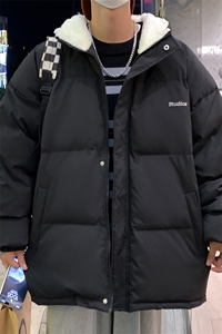 MY6139/P110冬季港风连帽刺绣羊羔毛棉衣男女大码面包服棉袄外套图片