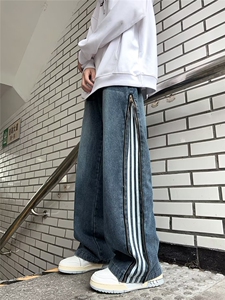 秋冬三条杠休闲裤纯色抽绳束脚运动裤男N08059-P53图片