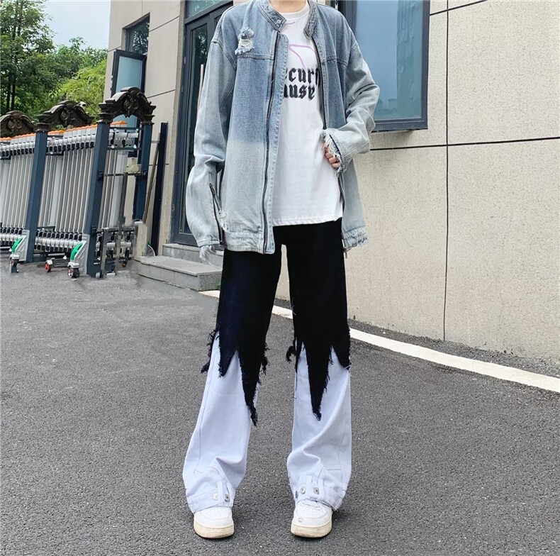 拼接重工美式牛仔裤男款秋季长裤潮NB68P68,男装牛仔裤,星座1116-2