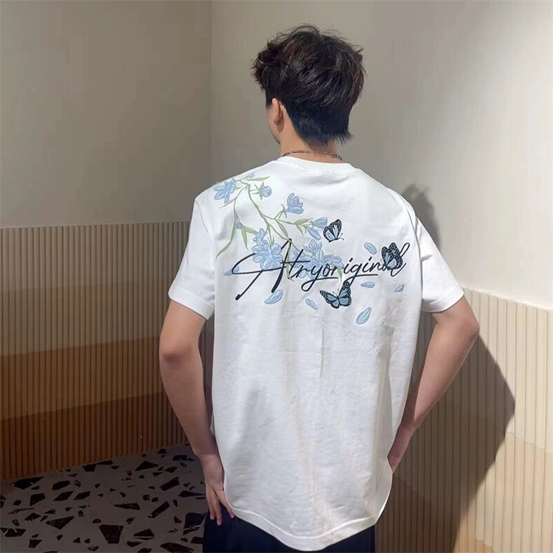 万针全刺绣解构设计260克重磅双纱纯棉高品质美式高街短袖T恤特35,男装T恤,电商A486