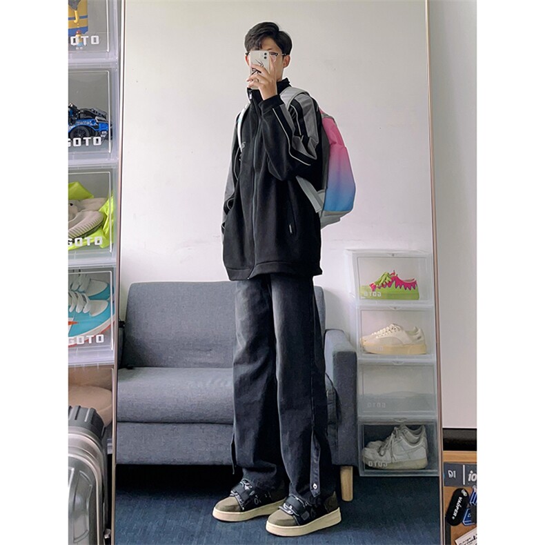 B221美式ins高街小众拉链直筒牛仔裤LK23028-P60控78,男装牛仔裤,电商B221