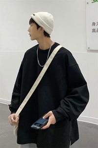 W2259-P482025春秋新款圆领重磅大码男潮ins开叉宽松卫衣图片