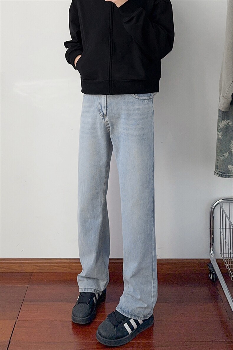 B221美式ins暗黑高街重工艺修身微喇牛仔裤LK24372-特P45控78,男装牛仔裤,电商B221