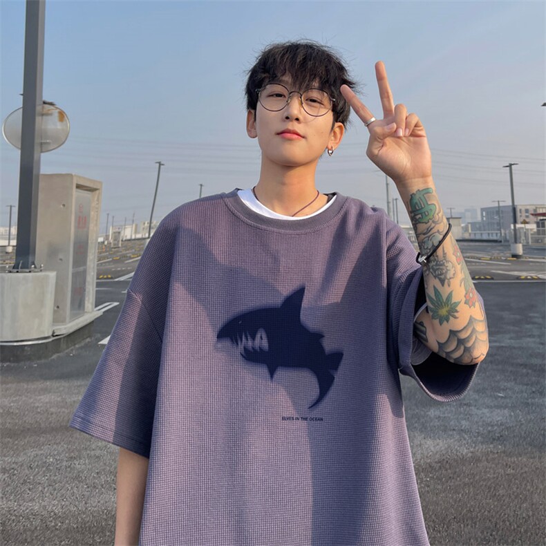 ！2025夏季新款男士潮流华夫格短袖T恤半袖衫TXH2407特P19,男装T恤,电商B220