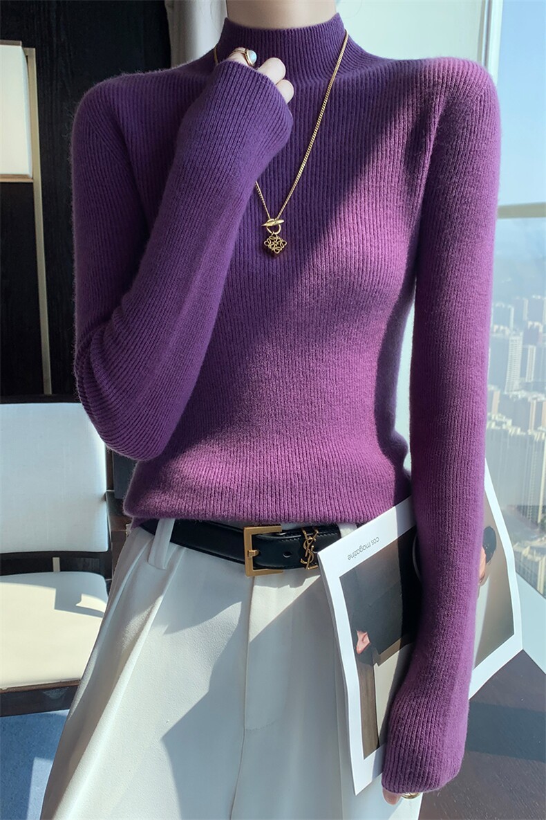 一线成衣高领毛衣女秋季内搭修身加厚保暖2025新款紧身针织打底衫,女装羊毛衫,北娇羊绒