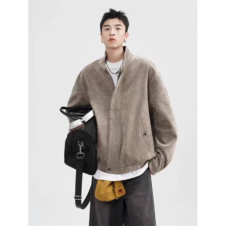 美式立领毛呢外套新款宽松复古高级感夹克外套310A-4-M6025-P101,男装夹克,星座310A-4