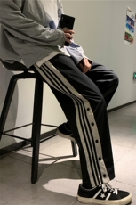 K3007/P30春装2021休闲裤男女排扣开衩中性风运动大码阔腿裤控58，男装休闲裤，电商A141