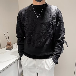 针织衫男秋冬圆领羊毛衫上衣个性百搭线衣男装款提花烫钻 X6003图片