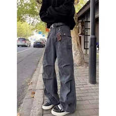 弯刀牛仔裤男款秋冬显瘦直筒裤子青少年设计感工装裤K1141，男装牛仔裤，星座1116A（原606A-3）
