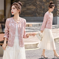 『现货』新中式轻G风外套女2026春季新款刺绣精致开衫小外套上衣，女装棉衣/棉服，意芙