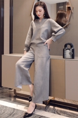 鹿皮绒阔腿裤套装女2025年春装高级感气质杭州意法休闲时尚两件套，女装套装/套裙，天丝秀