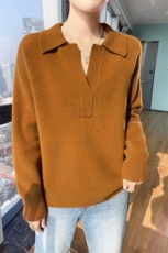 秋冬季新款舒适时尚百搭POLO领羊毛衫，女装羊毛衫，胜智羊绒