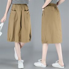 2023春秋季半身裙纯色中长款百搭舒适，女装半身裙，玛其路