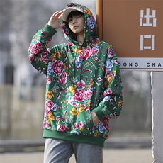 W203秋新男女团队服大花连帽卫衣外套潮民族特色花卫衣情侣新中式，男装民族服装，星座115A(原星座507）