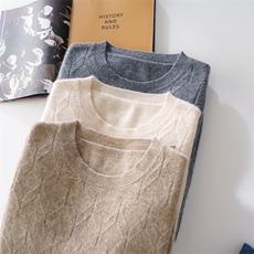 新款男羊毛衫秋冬保暖圆领毛衣时尚立体扭花设计品质羊毛针织衫，男装羊毛衫，邓利维