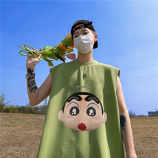 华夫格背心直播高品质重磅220克3D头印花HB7119-P25控38，男装背心/马甲，星座508（原C305）