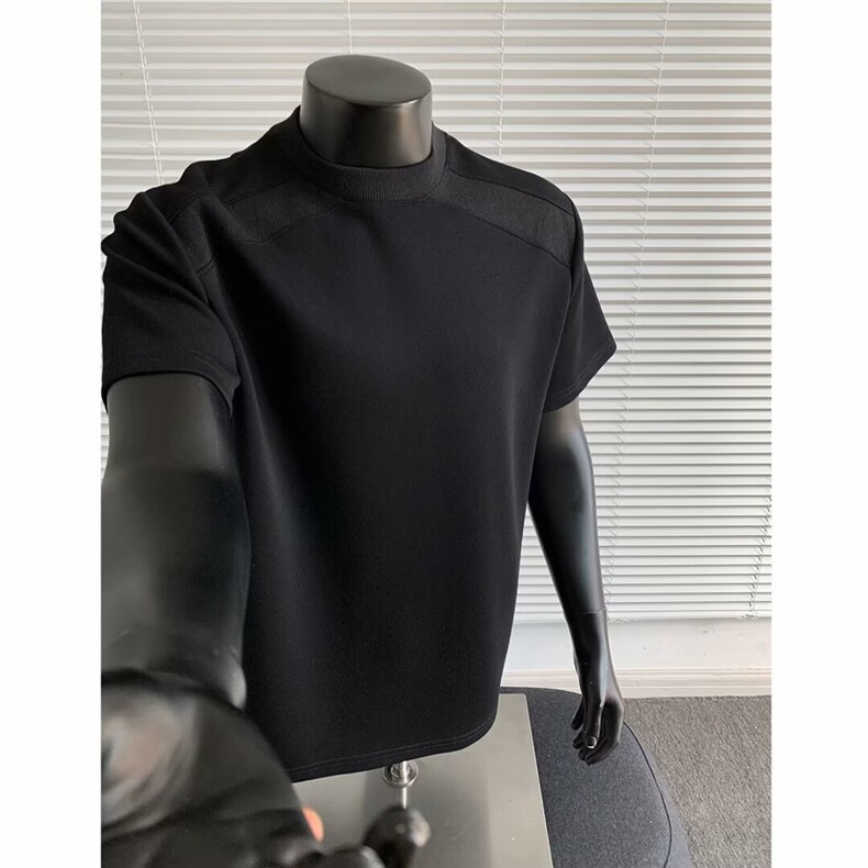 美式重磅cleanfit正肩设计短袖T恤夏季重磅硬汉小领口半袖衣服男,男装T恤,星座1210-1