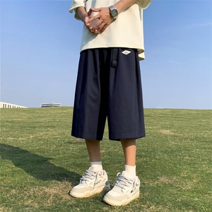 夏季薄款宽松冰丝外穿休闲运动潮流七分裤新款马裤大码男士短裤