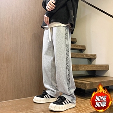木地板新款男百搭设计感加绒港风休闲裤K66H-P50，男装卫衣，星座717