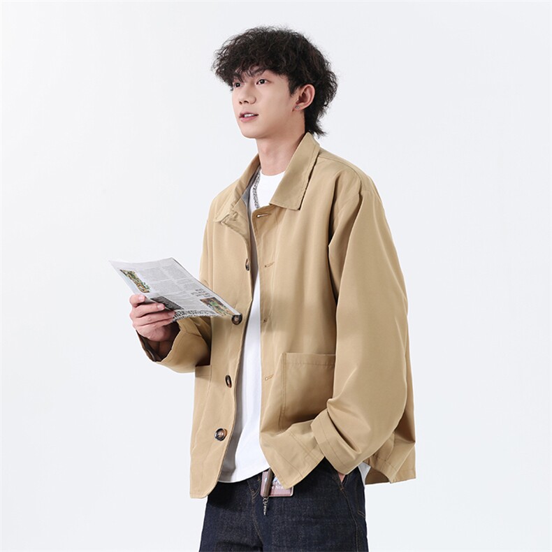 春装复古格子内胆巴恩风风衣男休闲翻领外套F99P70，男装风衣，电商C323