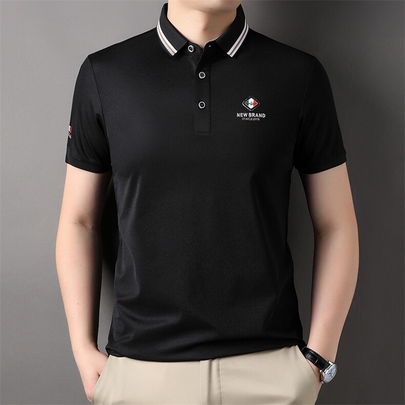 丝光棉短袖T恤男士polo衫中年商务2023夏季新款休闲半袖翻领男装,男装T恤,电商B212（原钱塘6029）