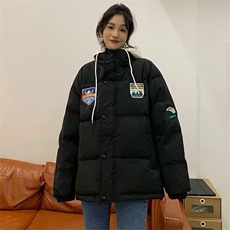 1506/Q2100/P64冬季加绒加厚面包服新款潮流日系简约棉衣外套男，男装棉衣，星座1506