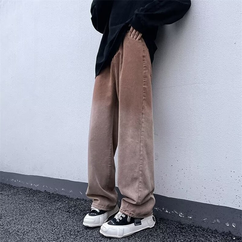 美式高街复古水洗牛仔裤渐染潮流垂感时尚长裤K3092p48,男装休闲裤,星座1013