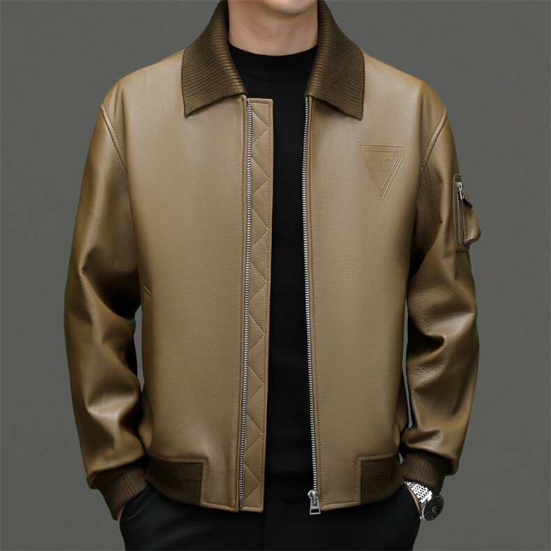 秋冬新款海宁真皮皮衣男山羊皮外套可脱卸领子商务休闲男装P950图片