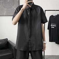 5XL大码DK制服男JK短袖正装衬衫男工作服情侣装白衬衣D246-1-CS10，男装T恤，电商A426-1(原A430-1)