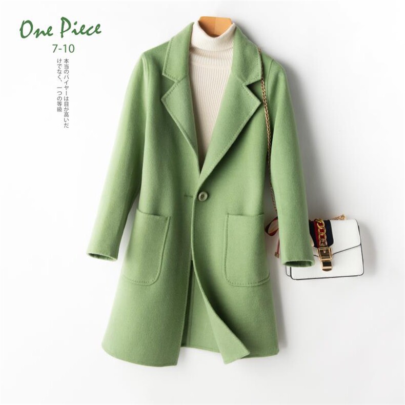 秋冬羊毛大衣女中长款宽松显瘦羊绒大衣女羊毛外套风衣手工，女装双面呢大衣，佳恩服饰