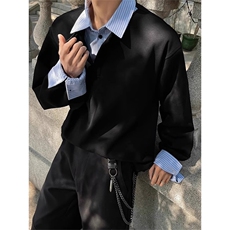 现货JY144-P46假两件衬衫领卫衣男春季韩系穿搭polo外套网图，男装夹克，星座1501-3