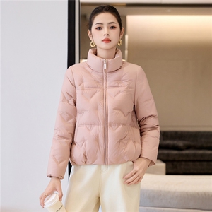 秋冬短款轻薄立领羽绒服女2025新款户外健身鸭绒防风棉服图片