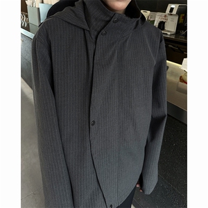 现货！25秋冬男士质感西服连帽条纹短款夹克外套特JK72-P118图片