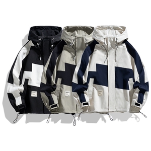 春季新款现货中性风夹克男三防连帽冲锋衣外套DSA157B-JK173-P85图片