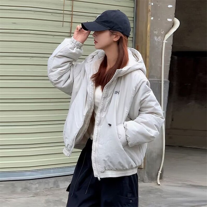 复古毛领连帽棉服女冬季设计感加厚保暖派克服棉衣外套2025新款,男装棉衣,星座506A
