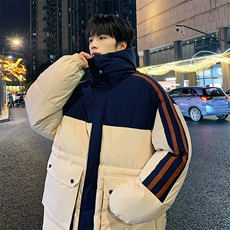 港风潮牌新款织拼色连帽服潮流保暖棉衣M085-P110控159，男装棉衣，星座717
