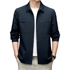 夹克宽松中青年男装休闲2023春季新款翻领时尚春秋款爸爸装外套图片