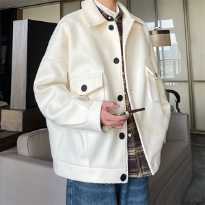 毛呢大衣oversize宽松大口袋呢子韩版潮男士夹克 A071-JK106-P98图片