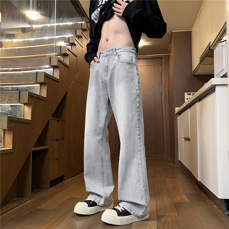 美式宽松牛仔裤男直筒春季青少年复古高街vibe休闲长裤J8065-P45,男装牛仔裤,星座509