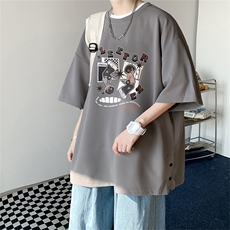 数据！夏季休闲印花T恤港风宽松冰丝透气短袖TK23913-P30控48，男装T恤，电商B370