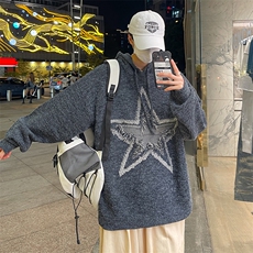 港风秋款男连帽毛衣针织衫五角星毛巾绣休闲外套M326P60，男装针织衫/毛衣，星座1013-1