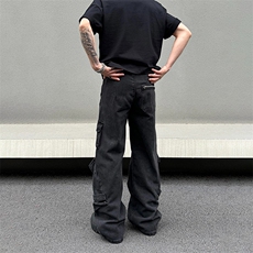 美式高街cleanfit黑色大口袋工装牛仔裤男直筒宽松vib，男装牛仔裤，星座218-1（原230）