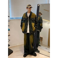 水洗渐变复古蓝秋季新款美式潮牌牛仔衣牛仔裤K2316-P50，男装牛仔裤，星座1109-3