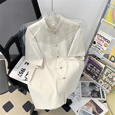 新中式衬衫男士潮帅气百搭文艺短袖2024夏季ins外套CY925-P46，男装衬衫，星座412-2