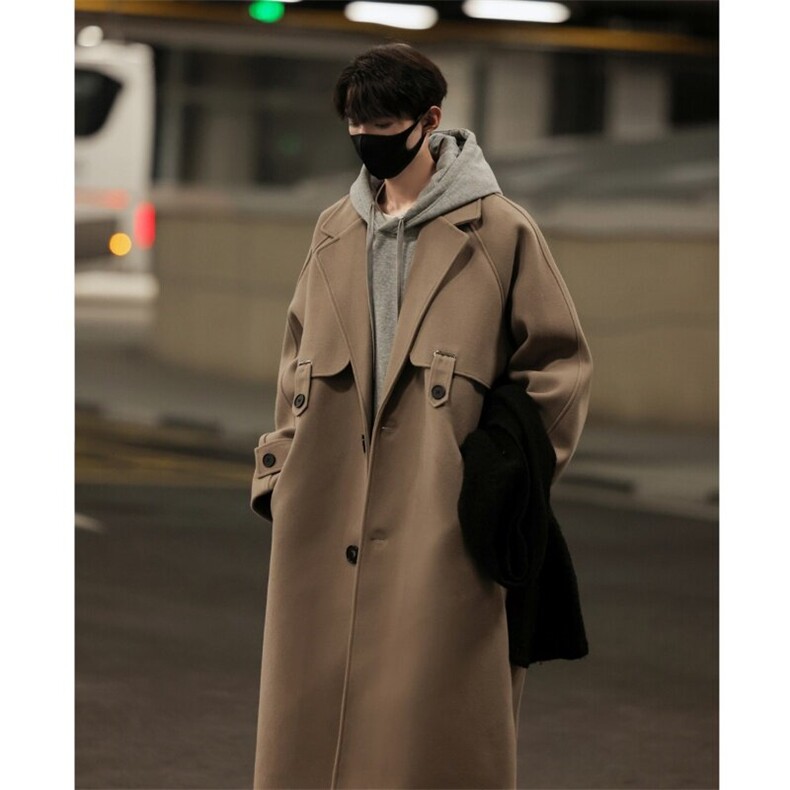 秋冬高级感毛呢大衣男中长款英伦韩系过膝风衣外套812-F325-P128，男装风衣，星座812