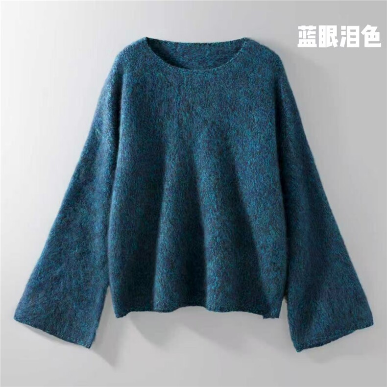 2025年秋季时尚百搭简约休闲泡泡袖宽松,女装羊绒衫,慕洵羊绒