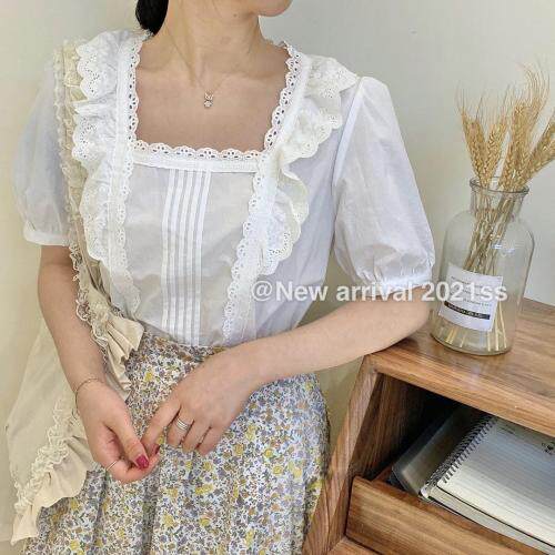 夏季新款韩系百搭花边上衣，女装，Here Bella(5F)