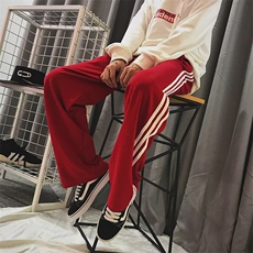 三条杠街舞运动裤秋季高街嘻哈阔腿长裤女爵士舞卫裤jazz休闲裤子，男装休闲裤，星座506A