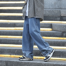 美式高街新款阔腿裤潮流春秋季复古宽松直筒牛仔裤男，男装牛仔裤，星座410-6（原星座1304-1）